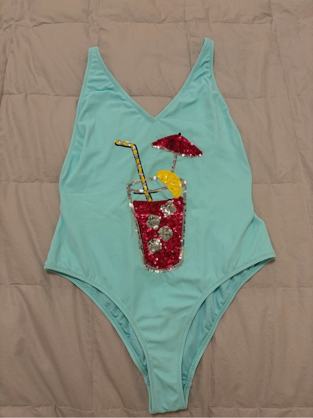TopShop Women’s Mint One-Piece Swimsuit with Sequin Pink Lemonade - Size 6
